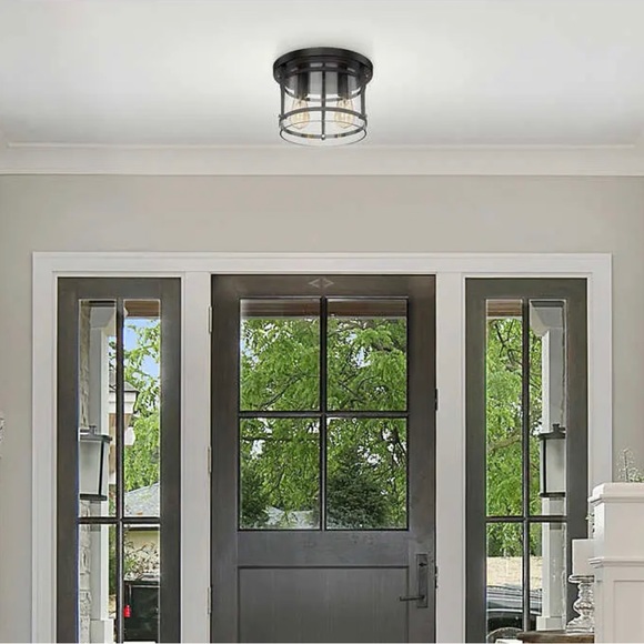 OVE Decors Joakim 2 Light Flush Mount, Black - Picture 2 of 5